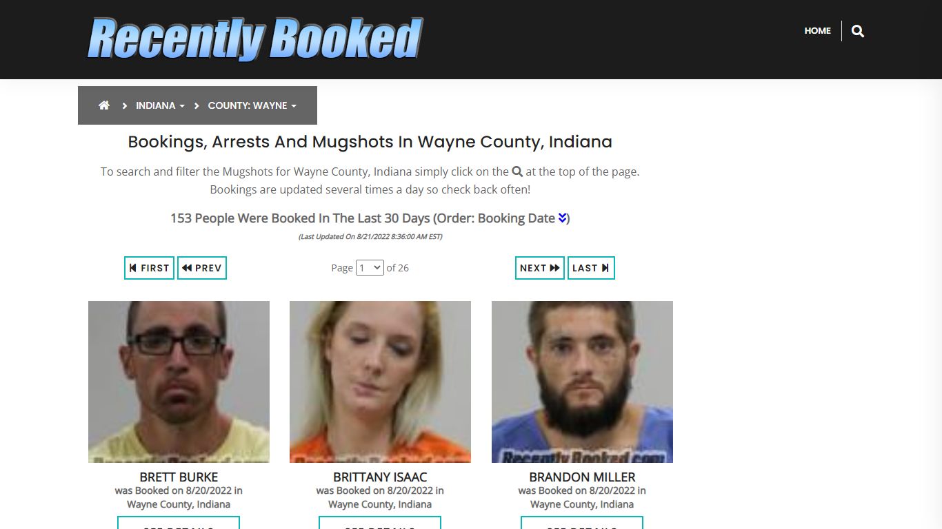 Recent bookings, Arrests, Mugshots in Wayne County, Indiana