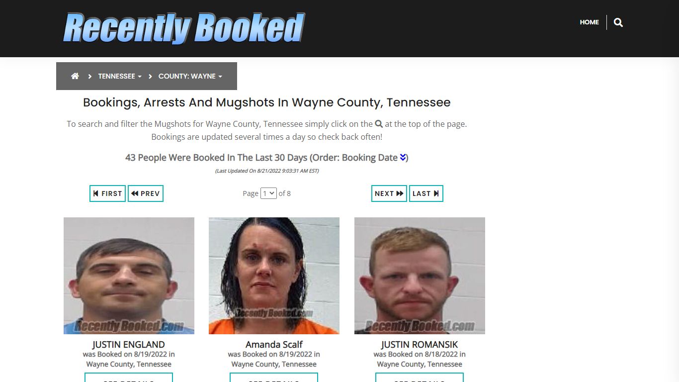 Bookings, Arrests and Mugshots in Wayne County, Tennessee